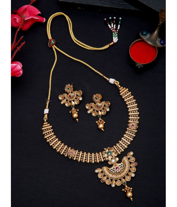 YouBella Jewellery Celebrity Inspired Gold Plated Necklace Jewellery Set for Girls and Women